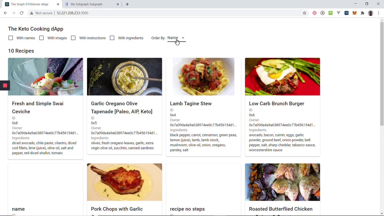 devpost keto recipes subgraph dapp - YouTube