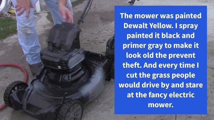 DeWalt electric lawn mower battery contact cleaning steps