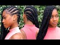 Jumbo Cornrow 🍋Lemonade🍋 Dookie Braids| Large Feed in Braids on Natural Hair| Protective Style