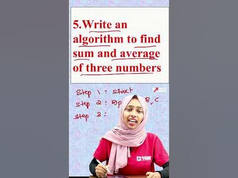 Write an Algorithm to find sum and average of three numbers.. | Plus ...