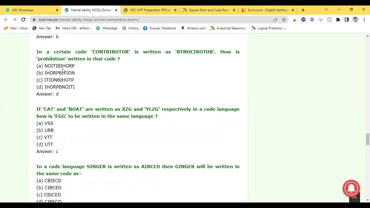 HAT Test Preparation Statements based Analytical questions 2022