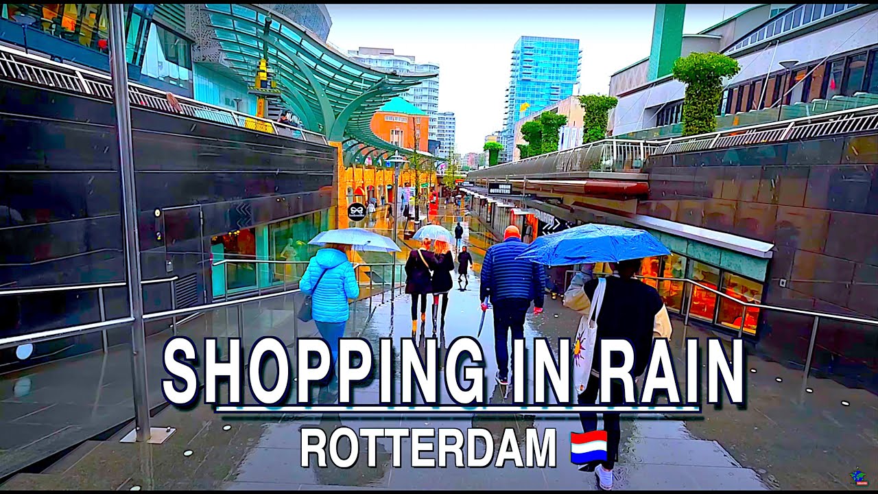 Rotterdam Rain Walk, Netherlands Tour 5k Ultra HD 60fps | Natural City Sounds