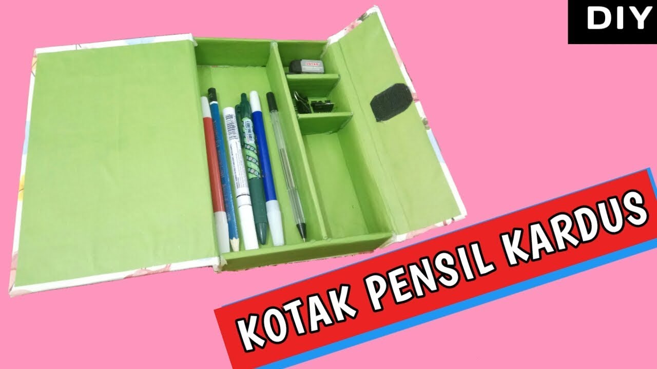 Cara membuat Kotak Pensil lucu dari  kardus  bekas  DIY 