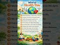 Easy 10 Lines Essay On World Health Day | World Health Day #worldhealthdayessay  #viralshort