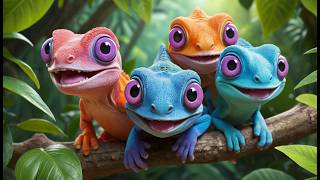 Five Little Chameleons Changing Colors Learning Colors & Counting Rhyme