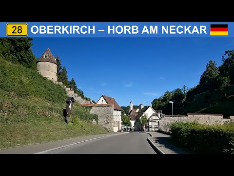 Driving in Schwarzwald, Germany. Oberkirch - Freudenstadt - Horb am Neckar. 4K