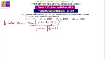SECANT METHOD NUMERICALMETHOD MATHS TRB POLYTECHNIC COMPUTERSCIENCE PREVIOUSYEAR QUESTION PAPER 2017