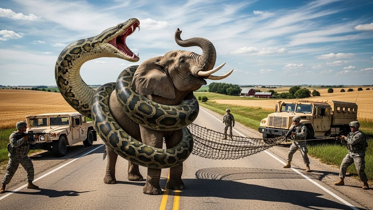 Anaconda 🐍 vs Elephant – The Most Intense Jungle -Mother Elephant Watches  Python Attacks Her Baby