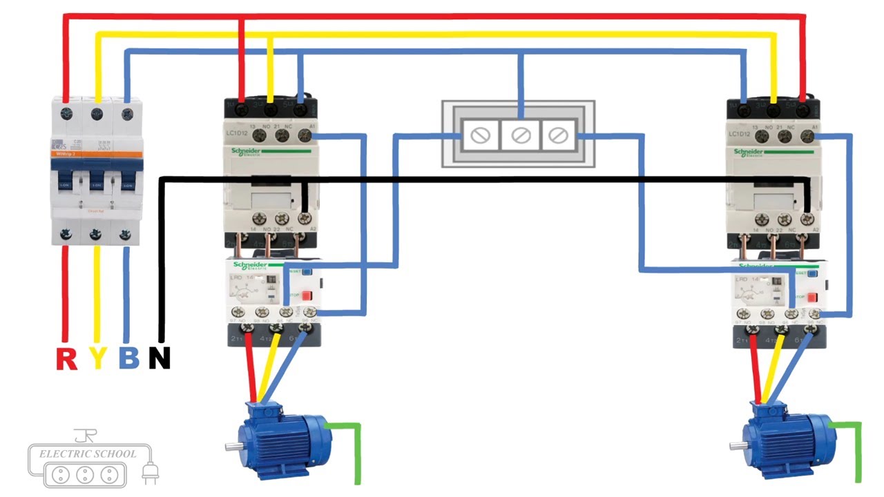 how to control 3 phase motor in two way switch - YouTube