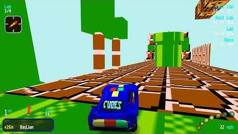 Re-Volt Custom Track Super Mario Bros. by Capitaine SZM, 16 Cars 4 Laps & Pickups!