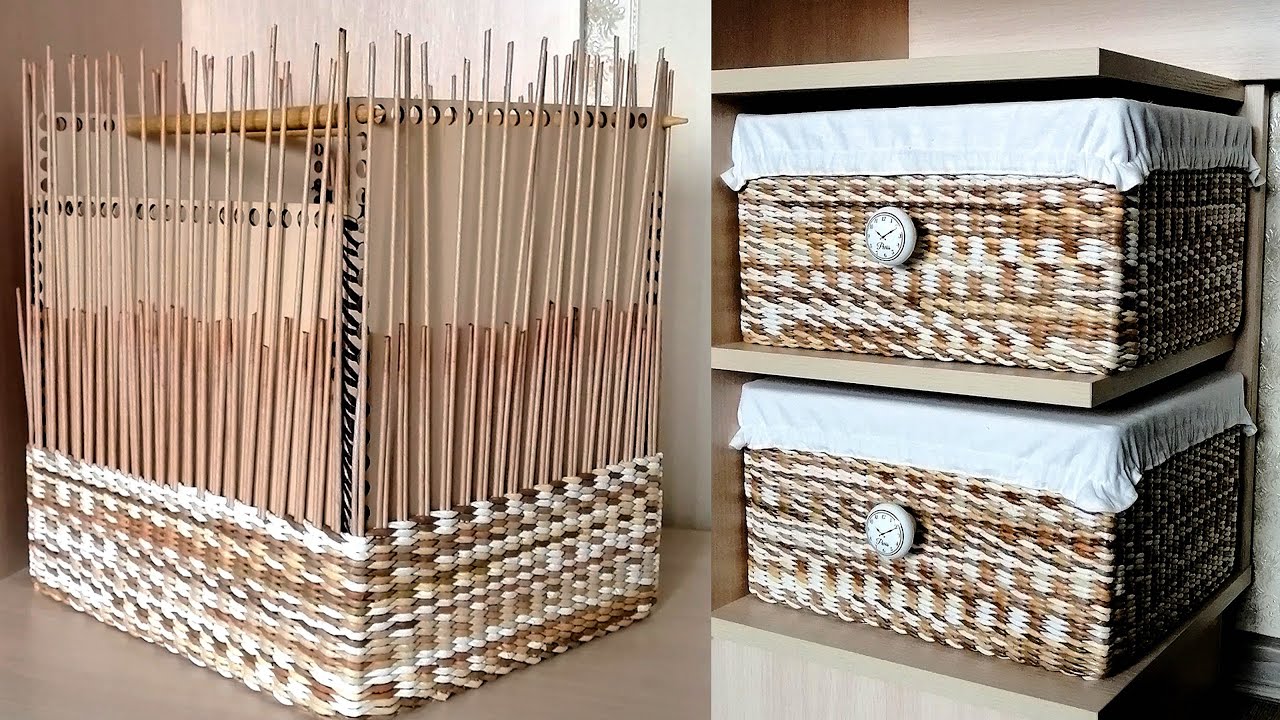 Никто не верит, что я СДЕЛАЛА САМА КОРЗИНЫ для хранения на полках / Плетение из газетных трубочек