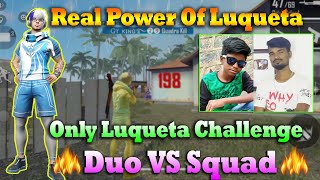 Free Fire Only Luqueta Character Duo VS Squad Challenge Tricks Tamil | Real Power Of Luqueta |GT&KG