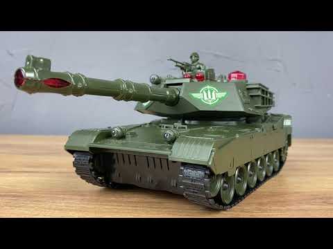 Іграшковий танк на р/у Abrams гусеничний хід світло Броньована машина Абрамс звук Реалістична військова машина на радіоуправлінні, видео 1
