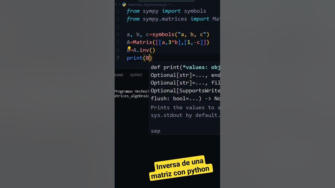 Inversa de una matriz con python youtube