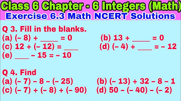 Class 6 Ex-6.3 Q 3 | Q 4 | Integers | Chapter 6 | Exercise 6.3 | Math NCERT Solutions | CBSE