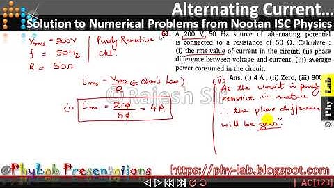 Q.61 Chapter 12 : Alternating Current | Solution to numerical problem from Nootan Physics