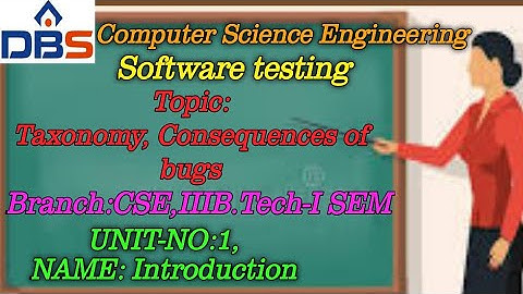 DBS -TAXONOMY, CONSEQUENCES OF BUGS,UNIT-1: INTRODUCTION, CSE III YEAR-1st SEM,SOFTWARE TESTING