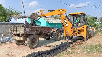 JCB 3DX Making New Drain to 3 Village and Cleaning Old Sewage Drainage | jcb video