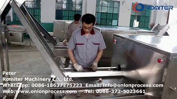 Full Automatic Small Onion Peeling , Onion Root Cutting and Onion Slicing Line for India Custome