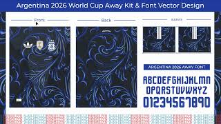 Argentina 2026 World Cup Away Kit &amp; Font Vector Design – AI, PDF &amp; TTF