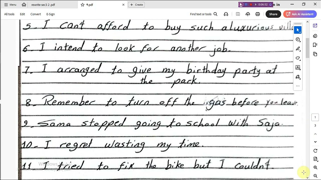 إجابة سؤال Rewrite   Unit  9  TO+-الترمinf/v+ing الثانى - المعاصر الثالث الثانوى 2026