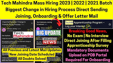 Tech Mahindra Hiring 2023-2021 Batch! Direct Joining & Offer Letter Mail After Apprenticeship Survey