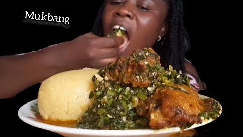 Spicy turkey okra soup with eba fufu Mukbang, African food Asmr #foodie 