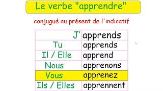 تصريف الفعل : conjugaison du verbe  apprendre