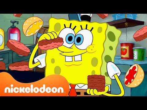 スポンジ・ボブ | スポンジ・ボブがカーニバーガーを作る1時間！🍔 | スポンジ・ボブ | ニコロデオンジャパン