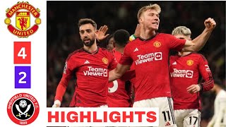 Man United vs Sheffield HIGHLIGHTS (4-2): Maguire, Hojlund \& Bruno Fernandes Goals.