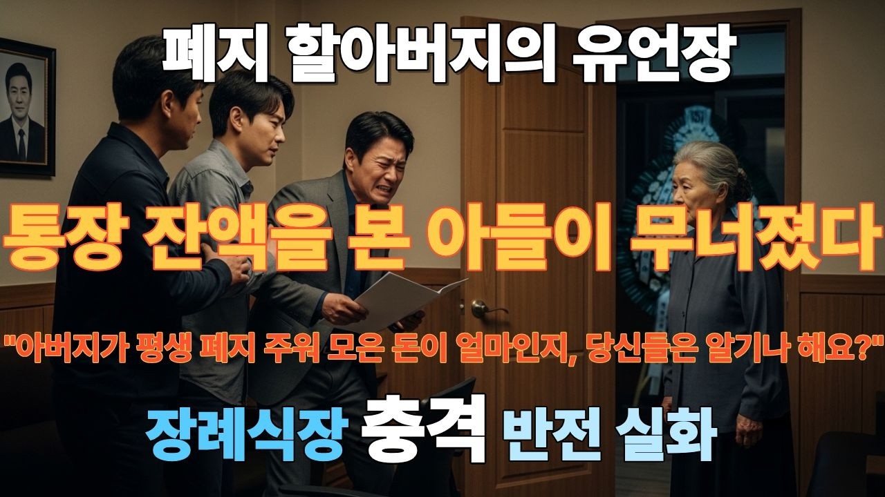 창피하다던 아들, 아버지 통장 보고 그 자리서 울었다 #폐지할아버지 #감동실화 #유언장반전 #장례식충격 #눈물영상#부모님사랑  #시니어사연 #독거노인이야기#한국실화 #감동롱폼