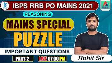 IBPS RRB PO MAINS 2021 | Mains Special | Puzzle Important Questions | By Rohit Raghuvanshi Sir | 02