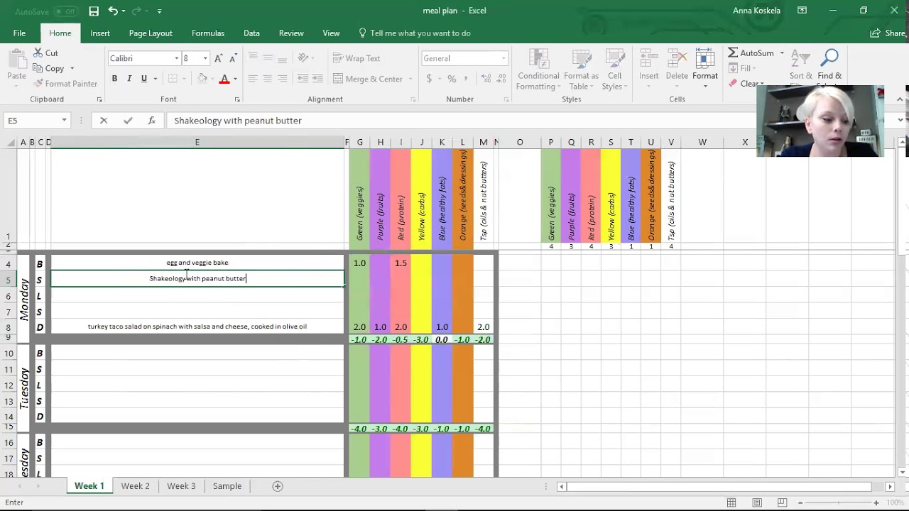 Easy Meal Planning Template using