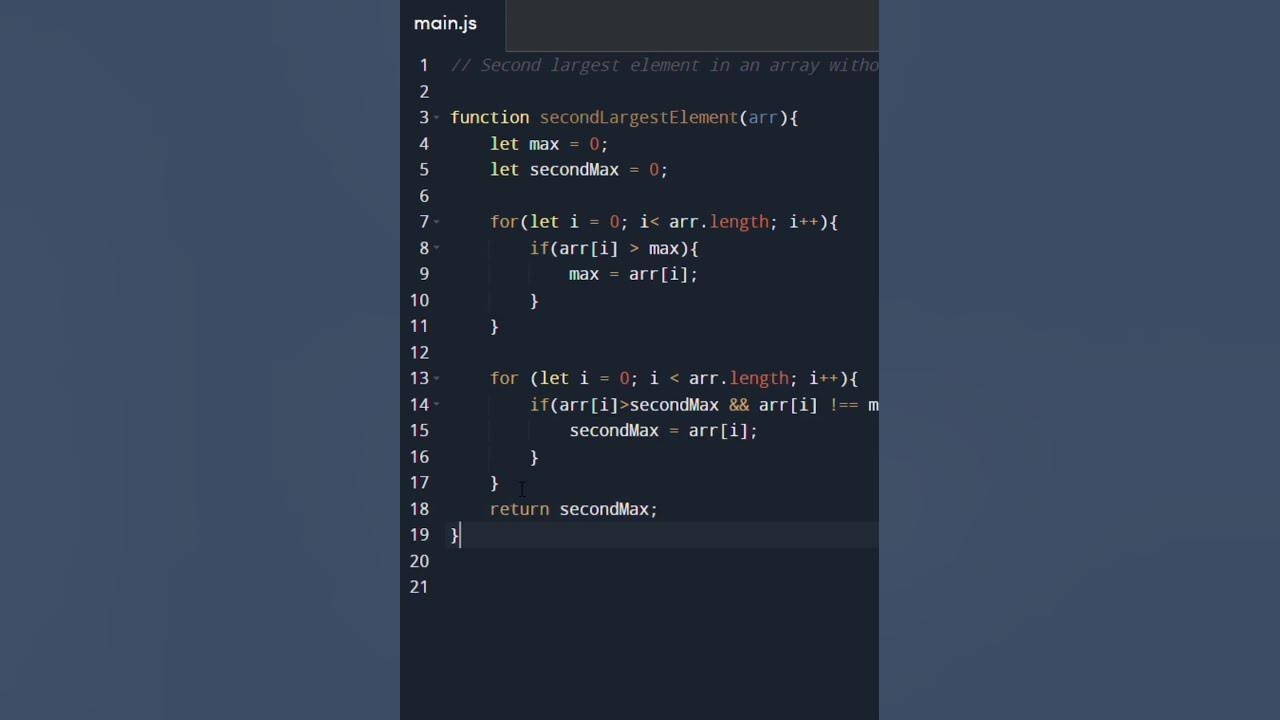 Second largest element in an array without sorting #js #javascript # ...