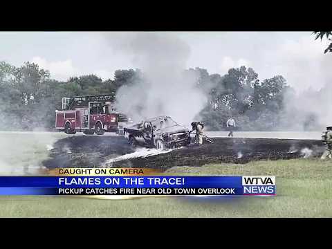 Truck catches fire on Natchez Trace Parkway