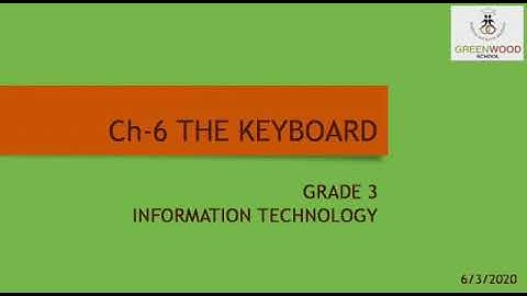 Grade 3 - Information Technology (Chapter 6 - The Keyboard)