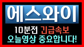 [에스와이 주가전망] 10분전 긴급속보!! 오늘영상 무조건 중요합니다!