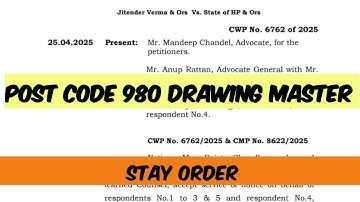 POST CODE 980 DRAWING MASTER STAY ORDERS