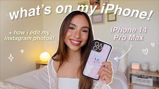 WHAT&#39;S ON MY IPHONE 14 PRO MAX! 🎧 + How I Edit my Instagram Photos!