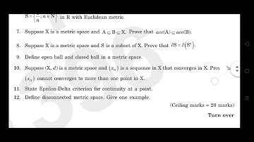 6th sem bsc maths topology of metric spaces 2023 year question paper calicut university