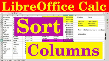 LibreOffice Calc Sort Columns