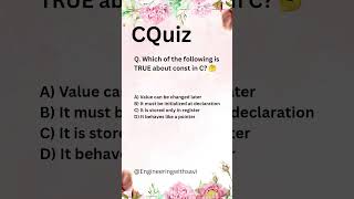 💻 C Quiz!Const ka concept clear hai? 😏Answer karo 👇#CProgramming #Coding #ConceptCheck