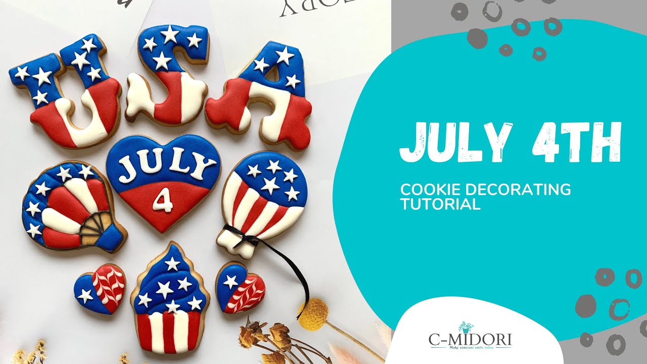 Cookie Decorating Tutorial (Royal Icing Sugar Cookie) - JULY 4TH - INDEPENDENCE DAY USA Part 1
