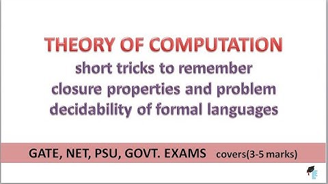 THEORY OF COMPUTATION | SHORT TRICKS | CLOSURE PROPERTIES | DECIDABILITY | GATE | NET | PSU | CSE