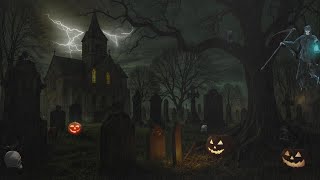 No Ads ⚡ Haunted Graveyard Ambience 👻 | Thunderstorm, Rain & Creepy Church Night Sounds