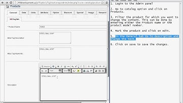 BestWebsitesDesigner.com tutorial on how to change the description of existing product in opencart