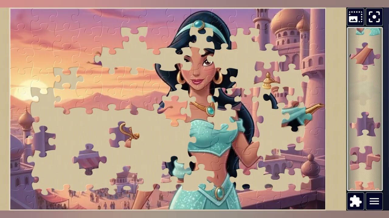 Princess jasmine with the magic Lamp at Sunset Over Agrabrah👑👒🪔🌅🏰✨️🪄//jigsaw puzzles🧩//puzzlesArt🧩//