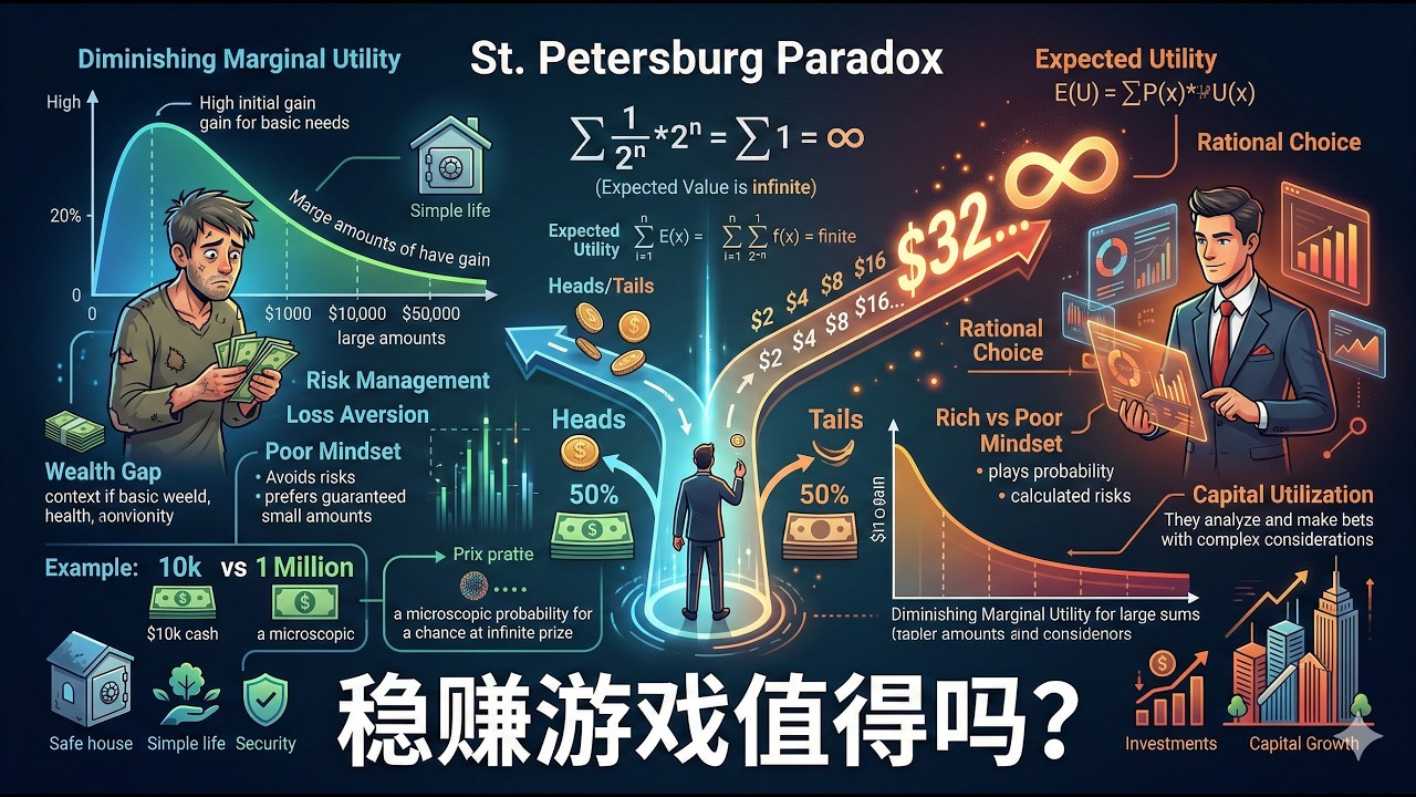 稳拿1万还是10%概率博100万？困扰天才25年的“稳赚游戏”，揭开富人敢冒险的残酷真相！