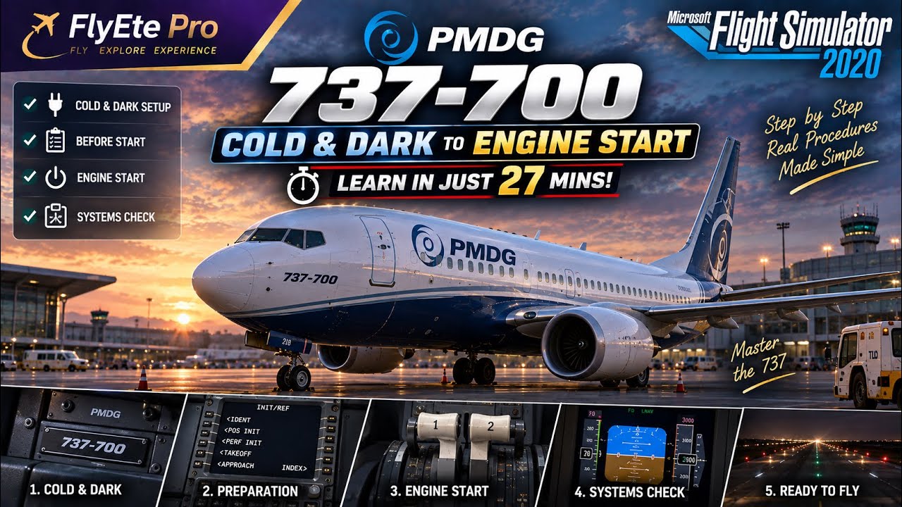PMDG 737-700 Cold & Dark To Engine Start | Learn In Just 27mins! FlyEte ...