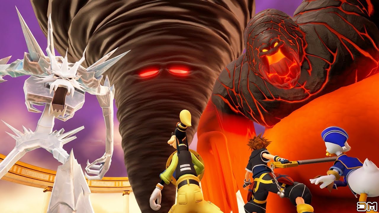 Kingdom Hearts 3 Ice, Wind & Fire Titans Final Bosses in Olympus - YouT...